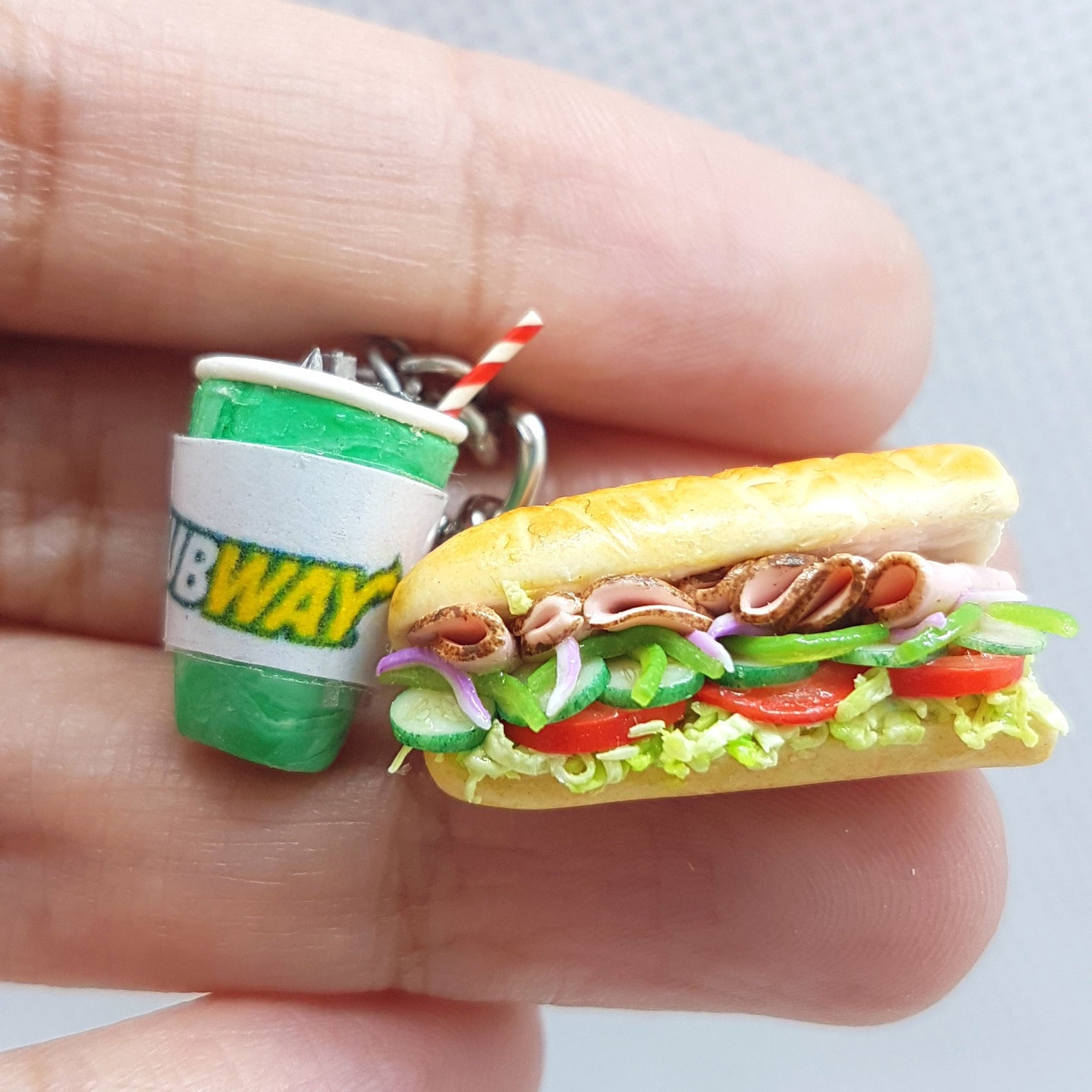 Subway Sandwich Polymer Clay Charms Food Keychain Charm Etsy