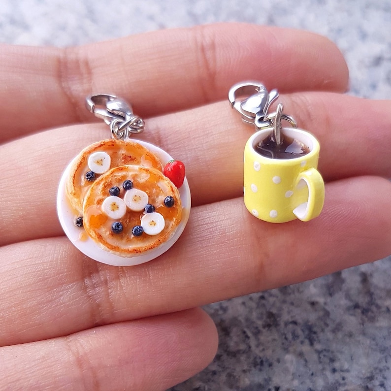 Polymer Clay Charms Pancake Charms Keyring Miniature Food Etsy