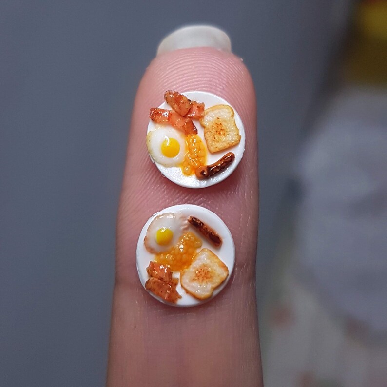 English breakfast earrings food jewelery polymer clay Etsy