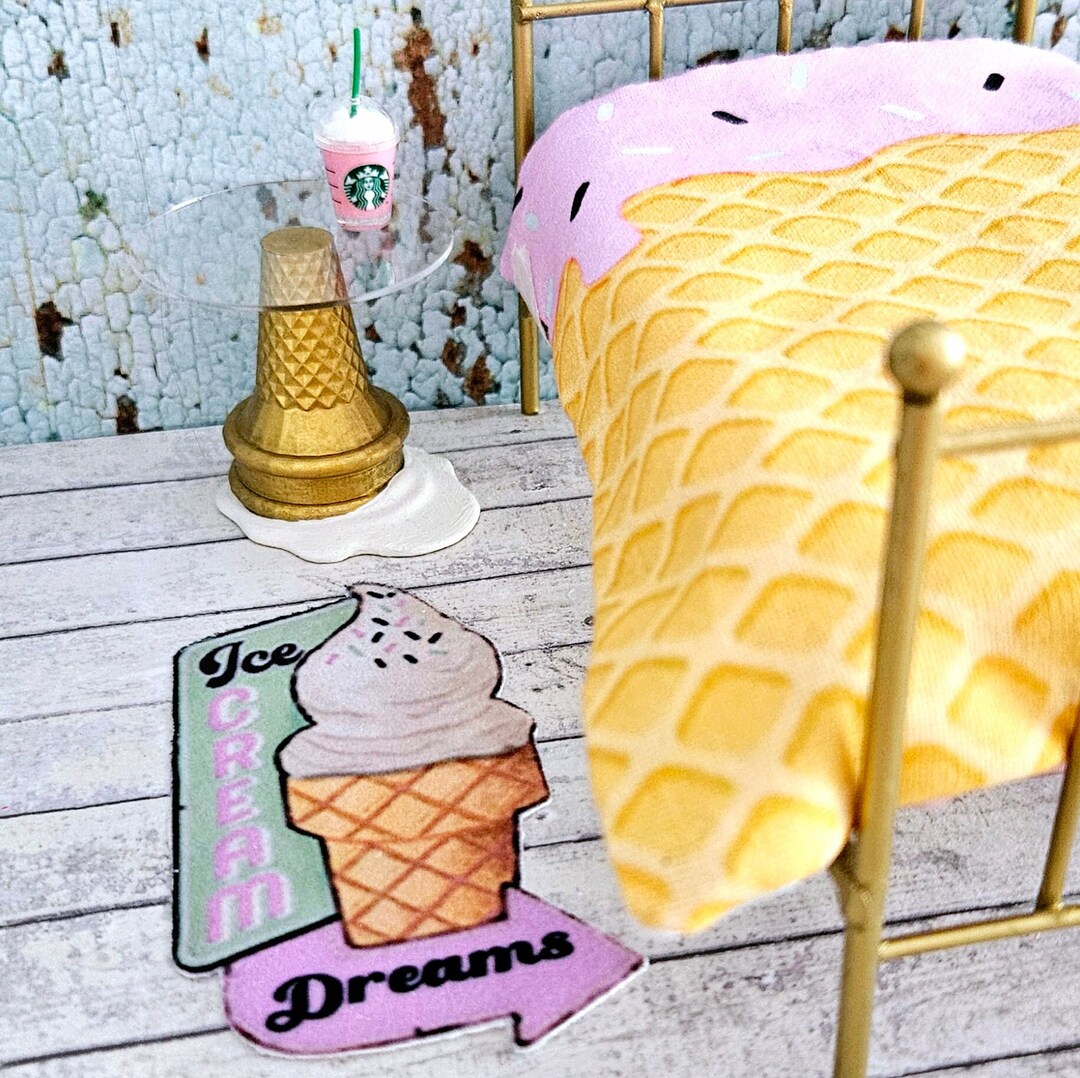 Ice Cream Rug Pattern Dolls House Rug /mat Modern Ice Cream Design in Pink and Mint for 12th ...