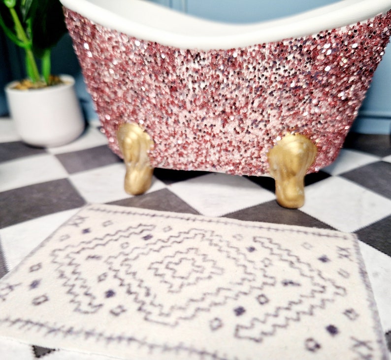 White and Grey Boho Rug for Modern 24th Scale Dollshouse - Etsy