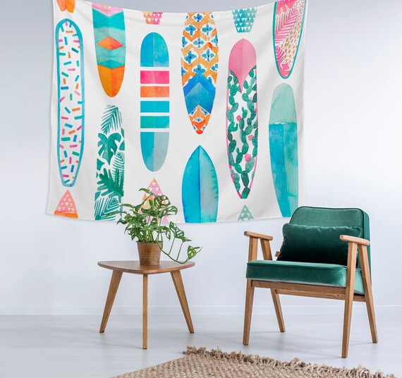 Rainbow Surfboard Beach Style Home Decor Custom Printed Unique Etsy