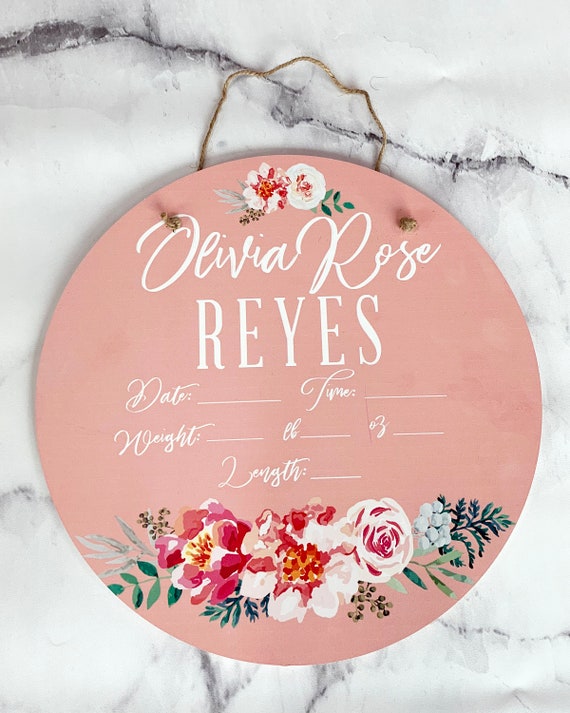 Custom Name Hospital Door Hanger Wood Trendy Baby Girl Sign Etsy