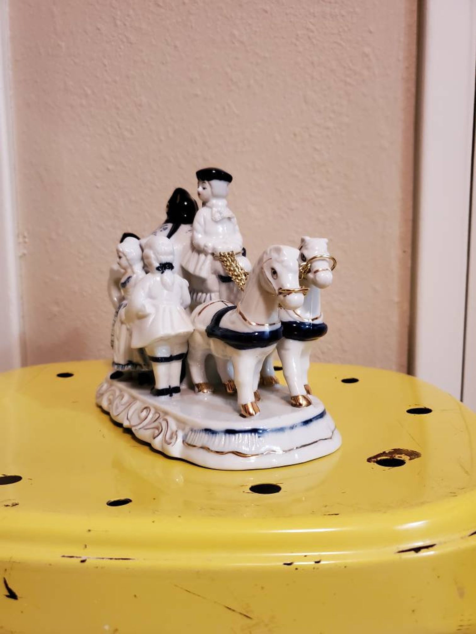 Vintage Porcelain Horse and Carriage Figurine Etsy