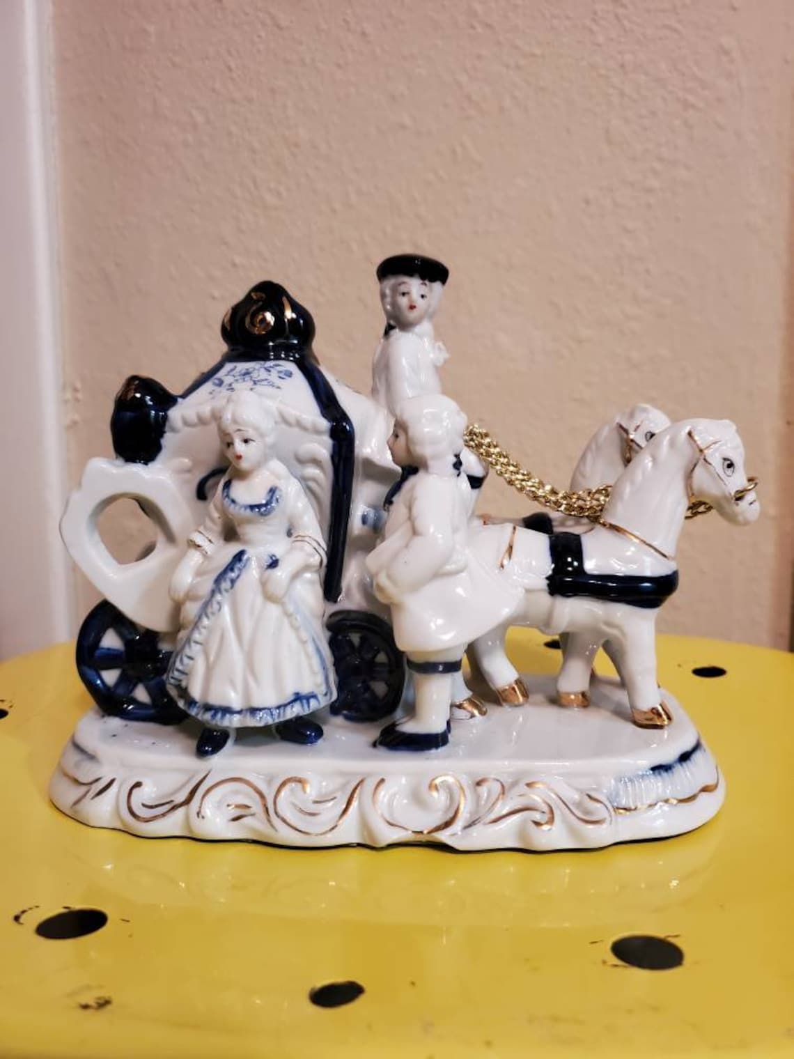 Vintage Porcelain Horse and Carriage Figurine Etsy