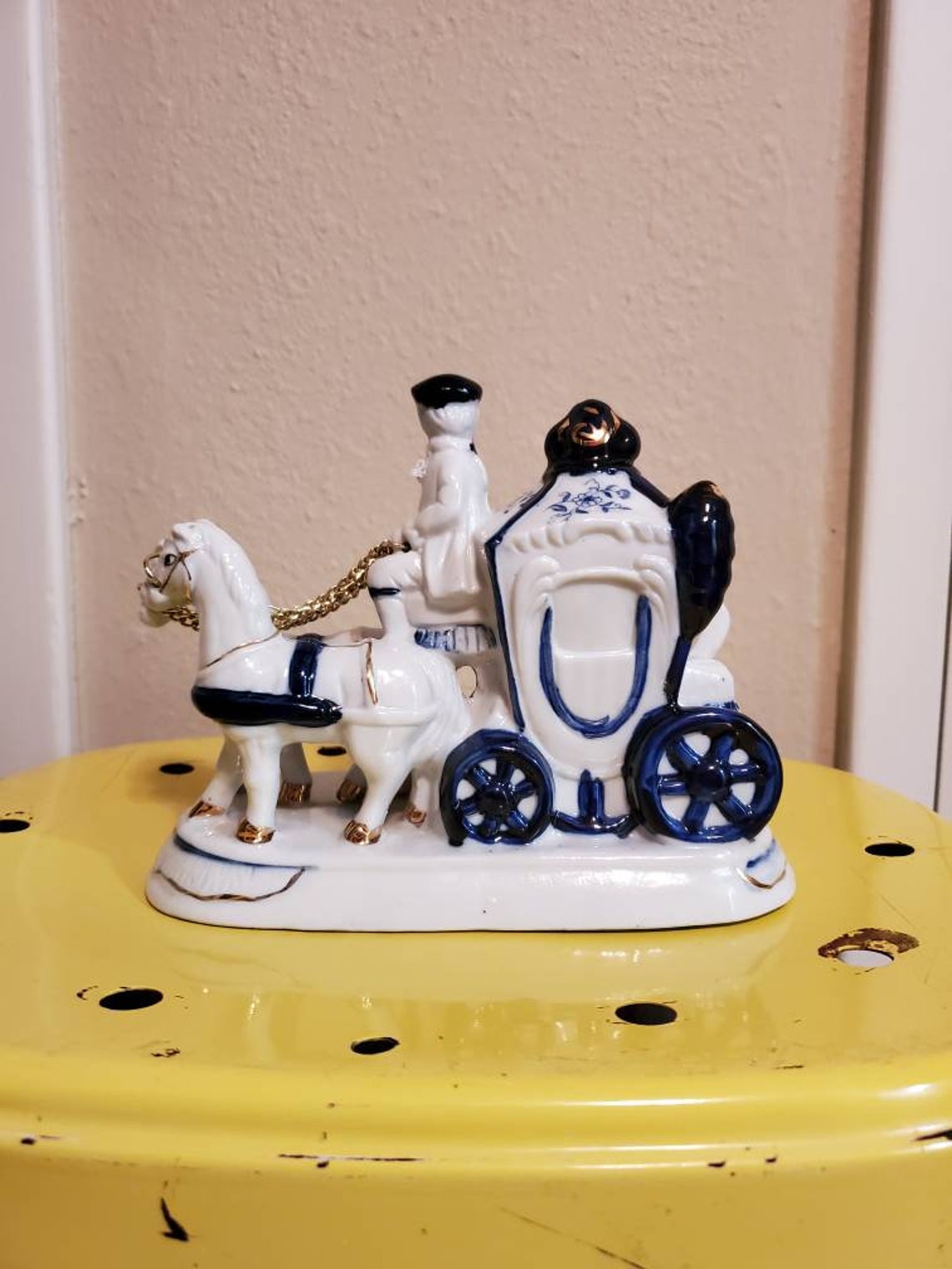 Vintage Porcelain Horse and Carriage Figurine Etsy