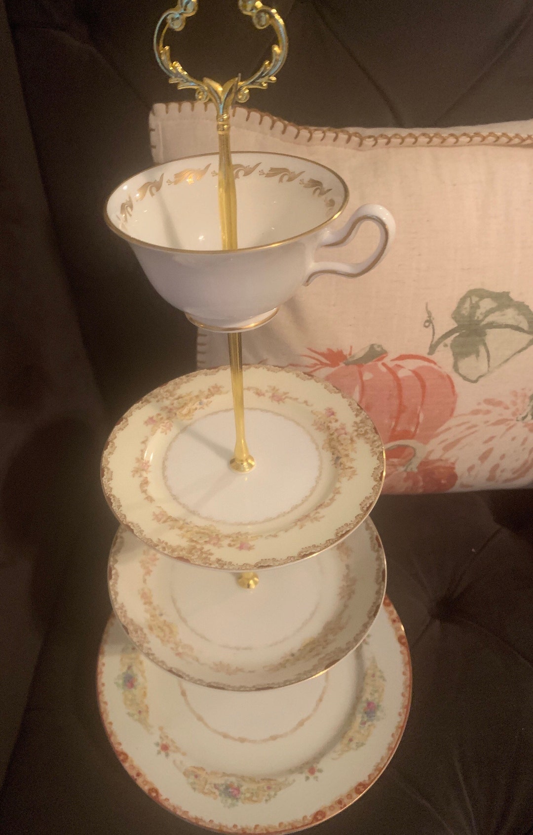 421a, Four Tiered Cake Stand, All Vintage, Fall Florals Etsy
