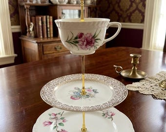 727,  Three Tier Set, Homer Laughlin Dogwood, Century by Salem, Fine Bone China
