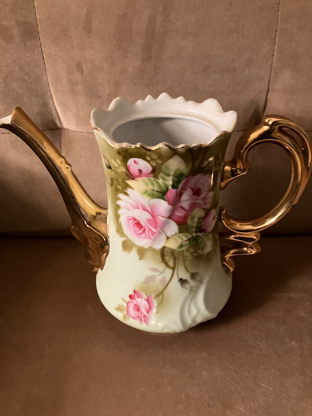 Lefton Tea or Coffee Pot Heritage Green Pattern 3065 Japan Etsy