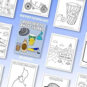 Roadtrip to Rhode Island Coloring Book for Kids • Digital Download • Printable Activity Book • State Landmarks • Homeschool Fun