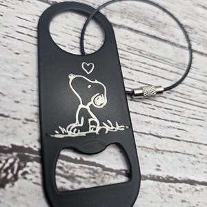 Bottle Opener Keychain | Snoopy Love | Functional Bartender Key Ring |