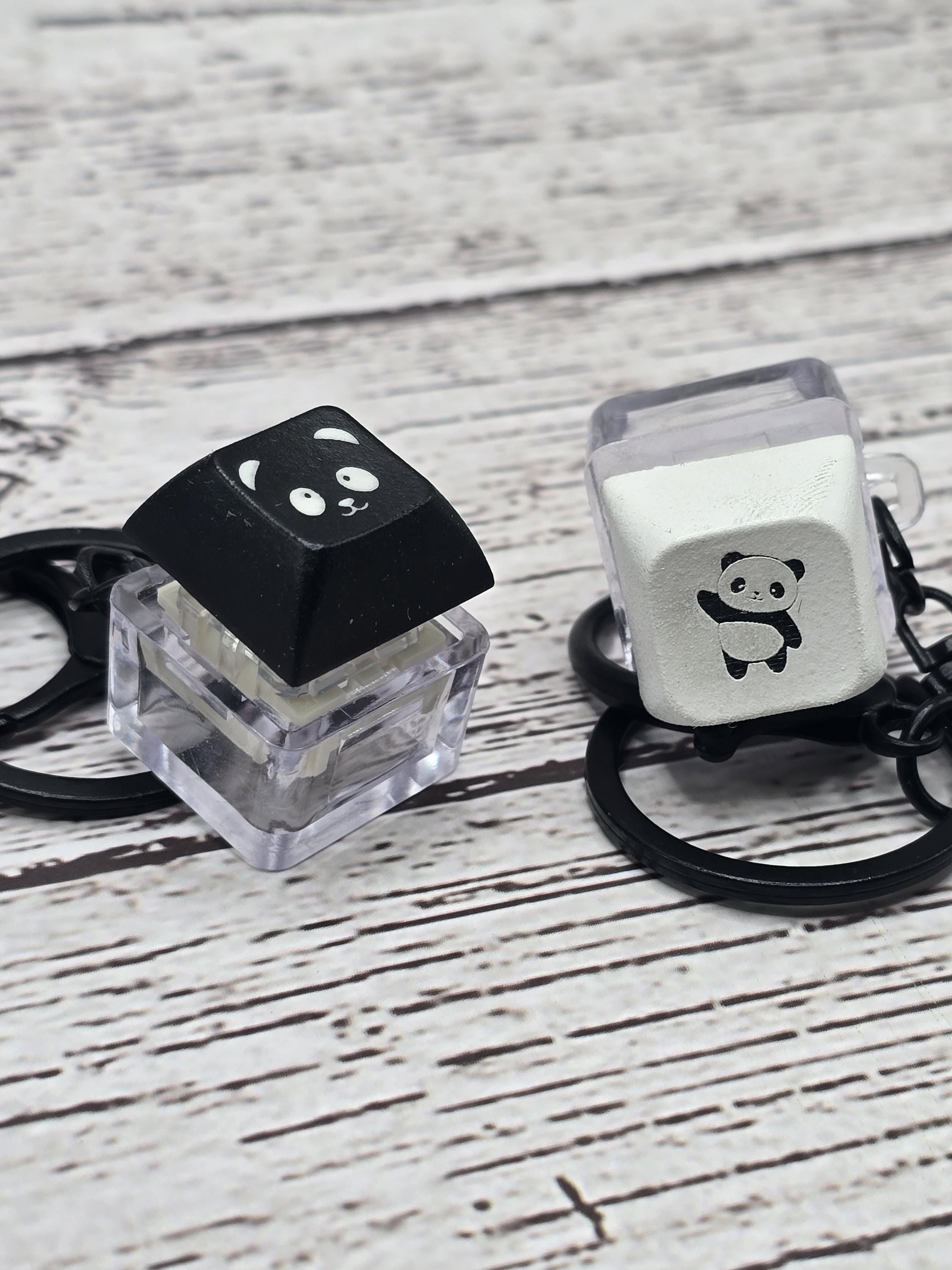 Panda Fidget Keycap Keychain: Engraved Mechanical Switch Keyring