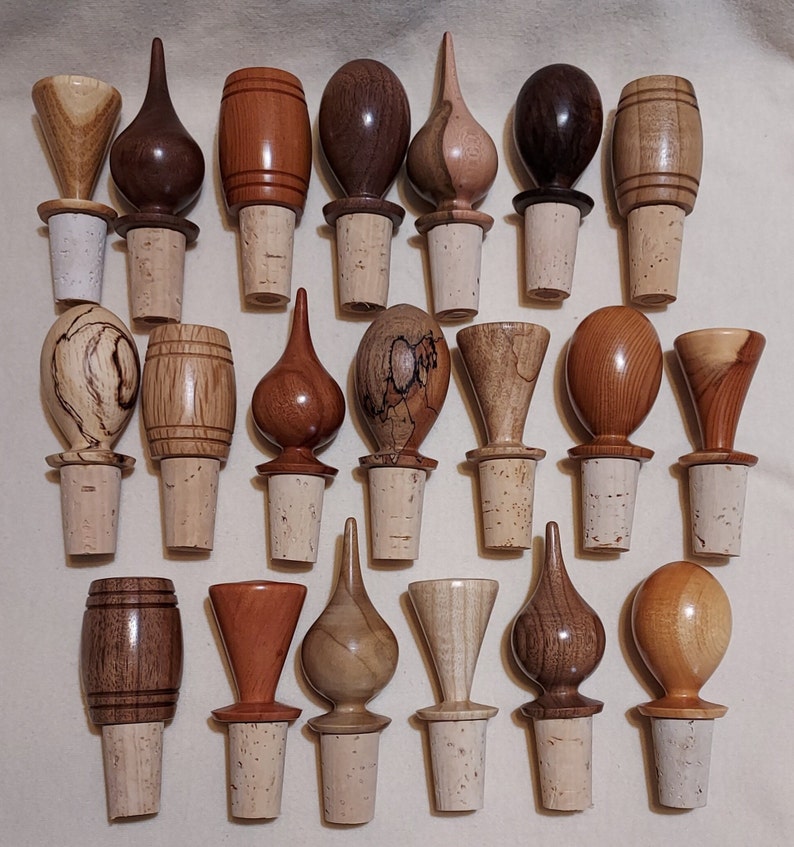 Handmade Latheturned Wooden Wine Bottle Stoppers Etsy