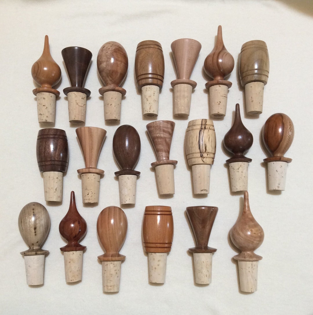 Handmade Latheturned Wooden Wine Bottle Stoppers Etsy