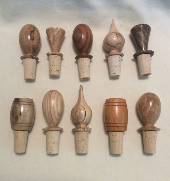 Handmade Latheturned Wooden Wine Bottle Stoppers Etsy