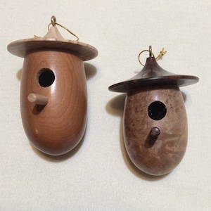 Handmade Lathe-turned Birdhouse Ornaments