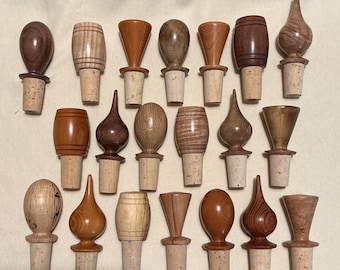 Handmade Lathe-turned Wooden Wine Bottle Stoppers