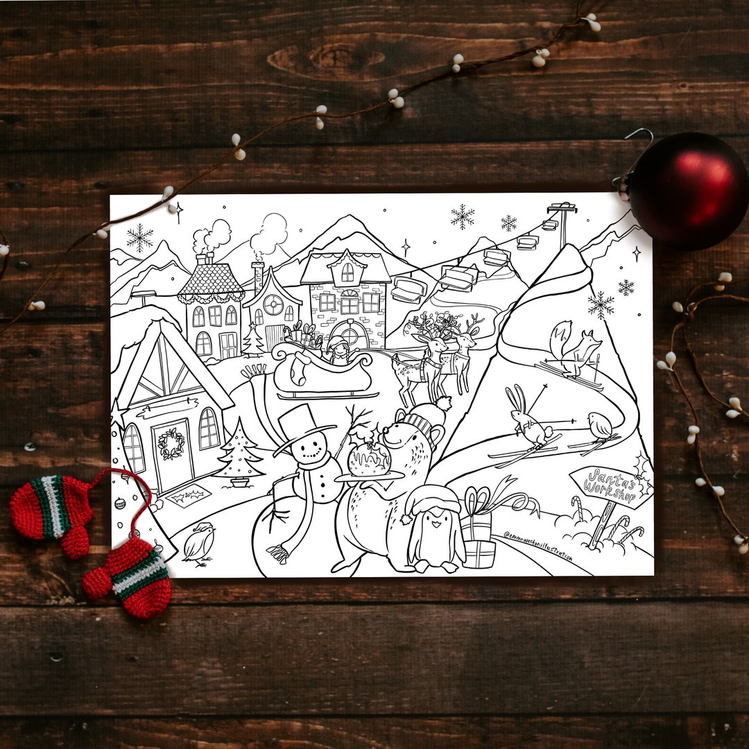 Christmas Printable Colouring in Sheet Children's Xmas - Etsy