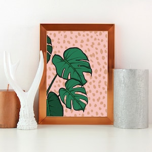 Colourful Monstera Print, Illustrated Wall Art, House Plant Print, Unframed Botanical Wall Art, Home Decor, Pop Art Style Print