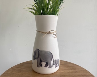 Elephant vase, decoupaged elephant vase, elephant lover gift, elephant home decor and accessories, animal lover vase, birthday gift for her