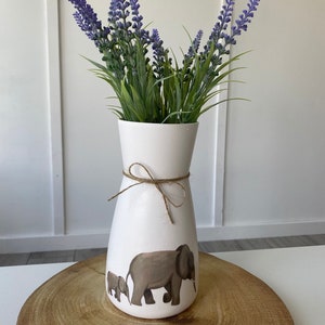 Elephant vase, decoupaged elephant vase, elephant lover gift, elephant home decor, birthday gift for mum, house warming gift.