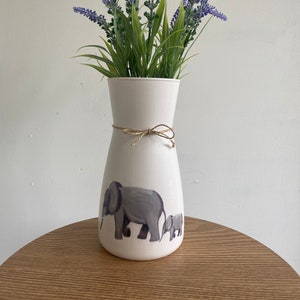 Elephant vase, decoupaged elephant vase, elephant lover gift, elephant home decor and accessories, animal lover vase, birthday gift for her