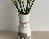 Elephant vase, decoupaged elephant vase, elephant lover gift, elephant home decor