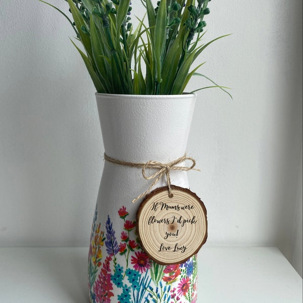 Personalised Mothers Day vase, Mother’s Day gift, floral vase, decoupaged vase, grandma gift, if nans were flowers gift, thank you teacher
