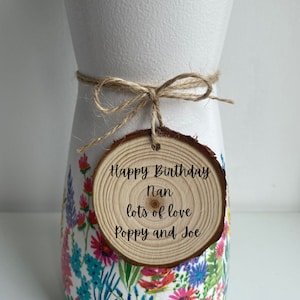 Personalised Birthday vase, Birthday gift for her, floral vase, gift for friend, grandma gift, Birthday vase, 50th Birthday, 60th Birthday image 2