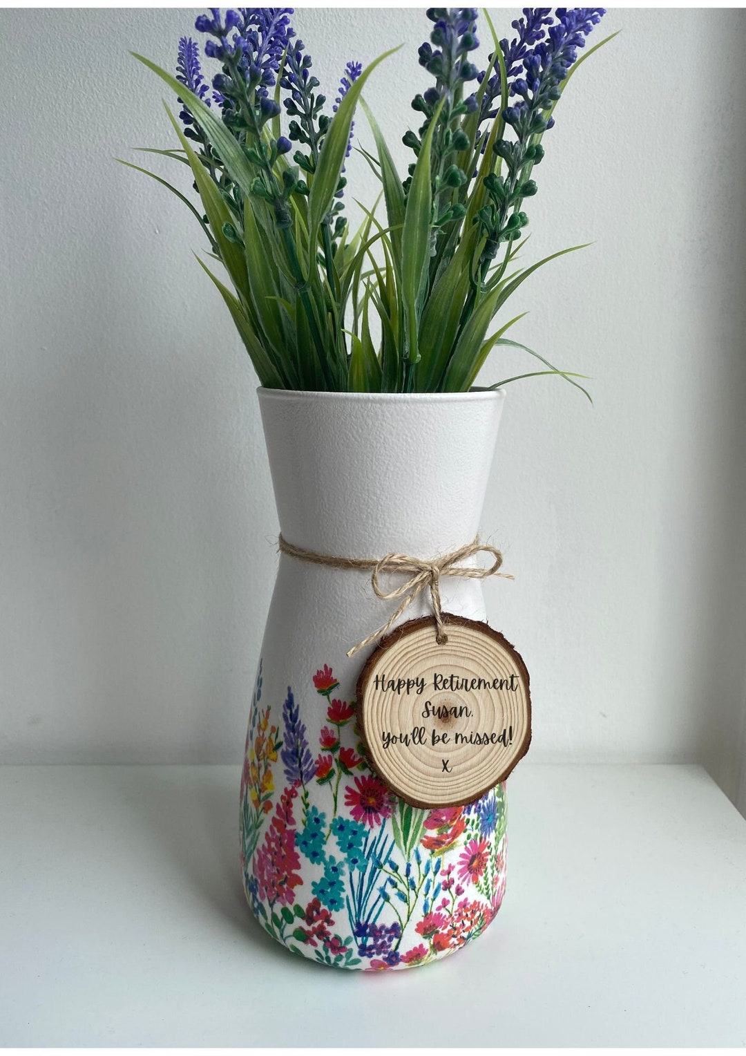 Personalised Retirement Vase, Retirement Gift, Floral Vase, Retirement Gift for Women
