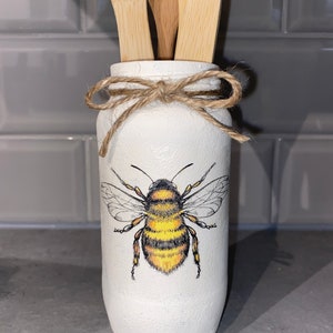 Bee storage jar, decorative pot, pen pot, utensil holder, bee home decor