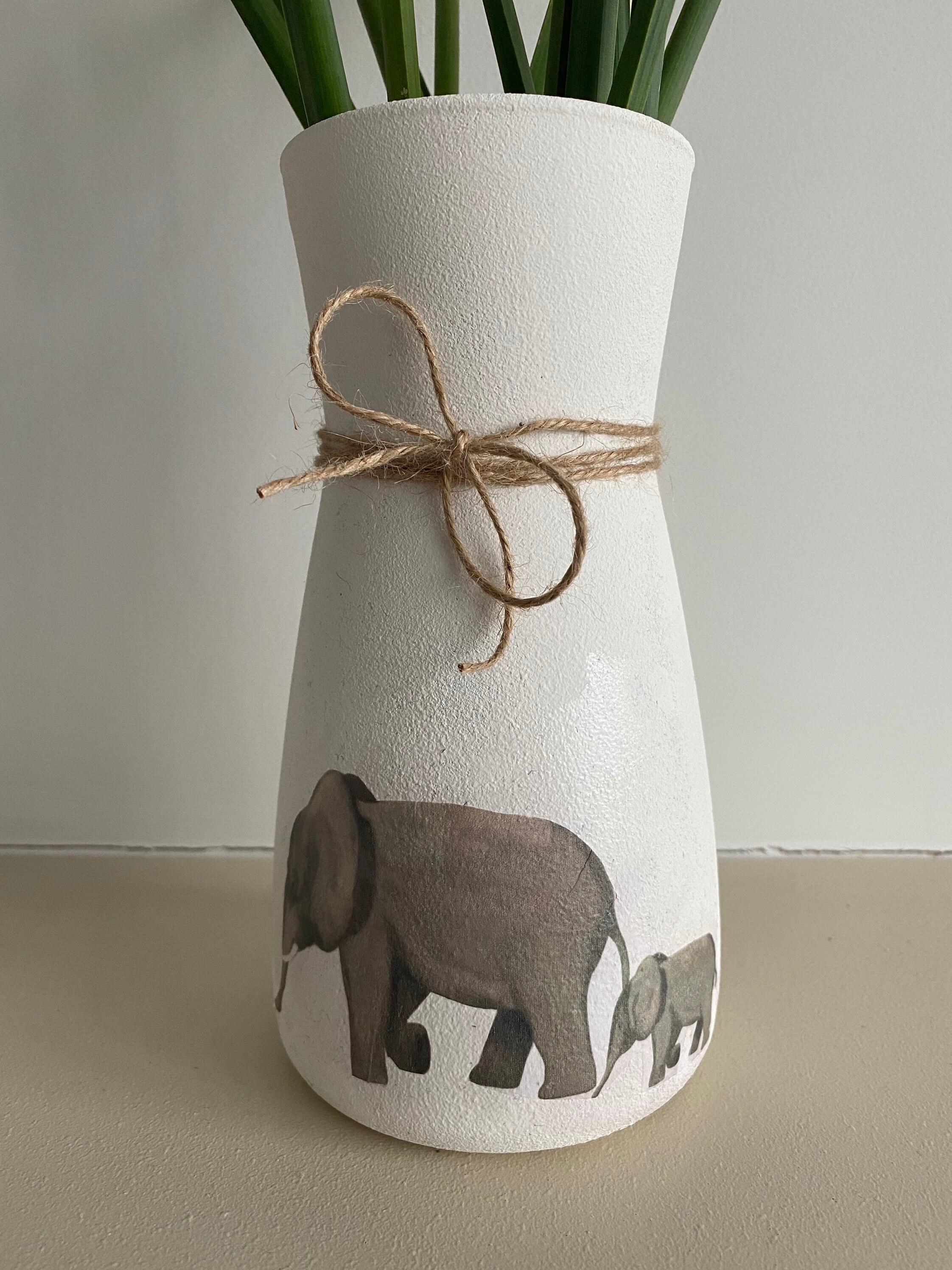 Elephant vase decoupaged elephant vase elephant lover gift Etsy