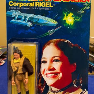 Battlestar Galactica  RIGEL Custom neo vintage Painted Poseable/Posable Action Figure 3.75” inch for vintage on repro card back