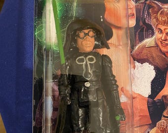 SPACEBALLS DARK HELMET open helmet Rick Moranis Custom Posable Action Figure 3.75 Hand Painted On Card