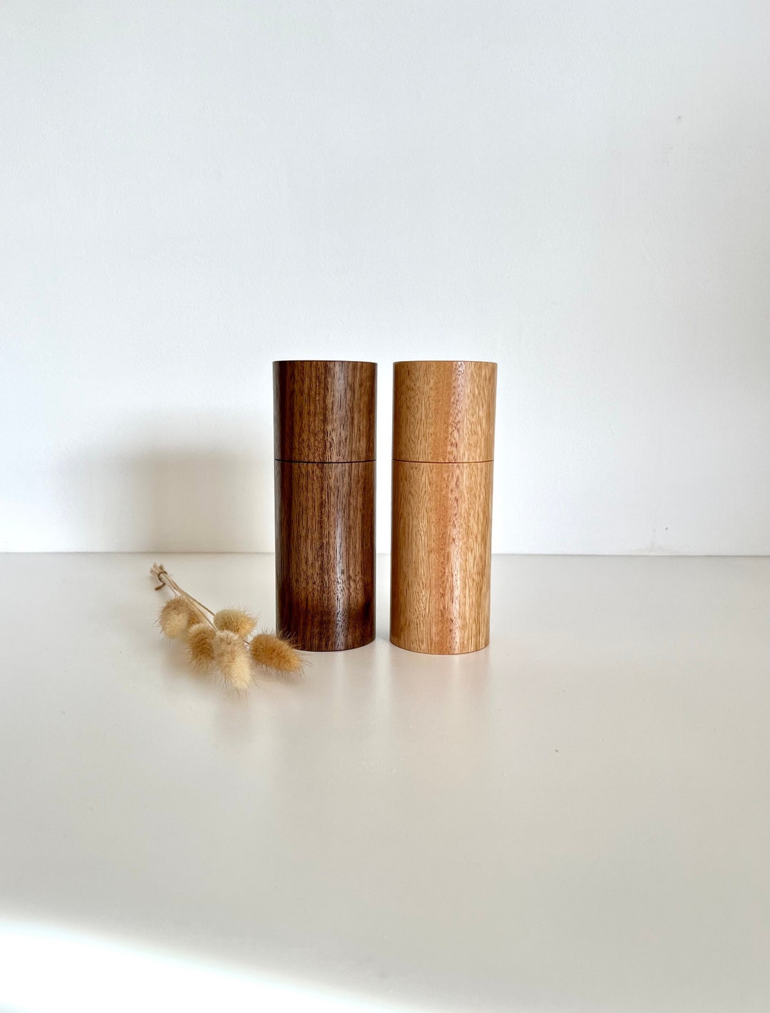 Pepper Grinder, Wood, Pepper Mill, Salt and Pepper Mill Set, Walnut