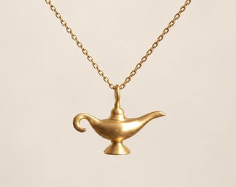 Halsband med magisk lampa från Anden, Lycka till-halsband, Halsband med Aladdin-lampan, Lycka-smycken, Födelsedagspresent, Unisex-halsband, Tursmycken