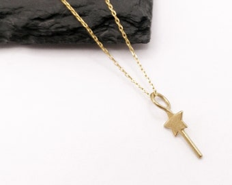 Magic Wand Necklace, Fairy Godmother Wand Gold Necklace, Cinderella, Magic Wand Jewelry, Godmother Gift, Magician Gift Idea, Gift for her