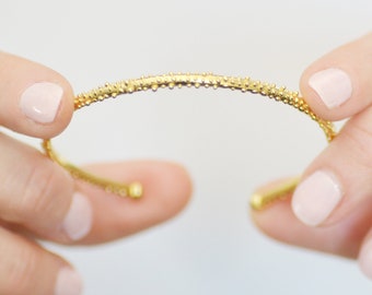 Bubble Gold Cuff, Sea Urchin Bracelet, Shell Stack Cuff, Bridesmaid Wedding Bracelet, Granulated Dew Drop Bracelet, Dot Organic Bracelet