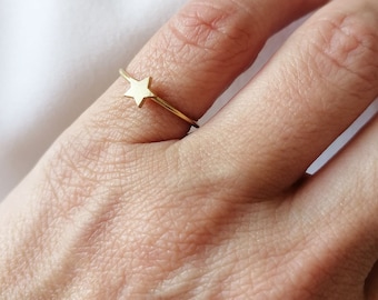 Tiny Star Ring, Star Adjustable Ring, Star Stack Ring, Dainty Stacking Rings, Thin Fun Rings, Best Friend Gift, Minimal Ring, Star Jewelry