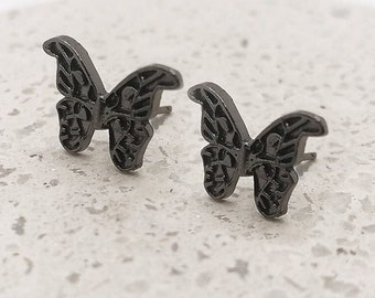 Black Butterfly Stud Earrings, Small Butterfly Jewelry, Animal Cute Spring Earrings, Spring Jewelry, Symbolic Delicate Earrings, Best Gift