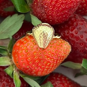 Strawberry Gold Ring, Strawberry Fruit Jewelry, Gift for Women, Fruit Fun Cute Ring, Berry Jewelry, Best Friend Gift, Engagement Ring