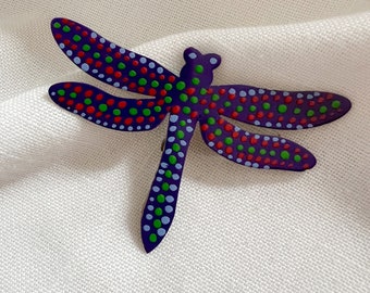 Multicolored Dragonfly Handpainted Metal Brooch, Dragonfly Jewelry, Mothers Day Gift, Dragonfly Pin, Insect Pin Badge, Nature Lover Gift