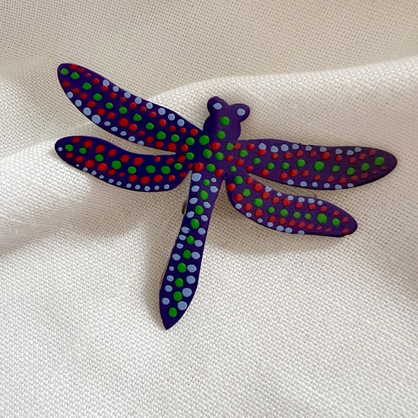 Multicolored Dragonfly Handpainted Metal Brooch, Dragonfly Jewelry, Mothers Day Gift, Dragonfly Pin, Insect Pin Badge, Nature Lover Gift