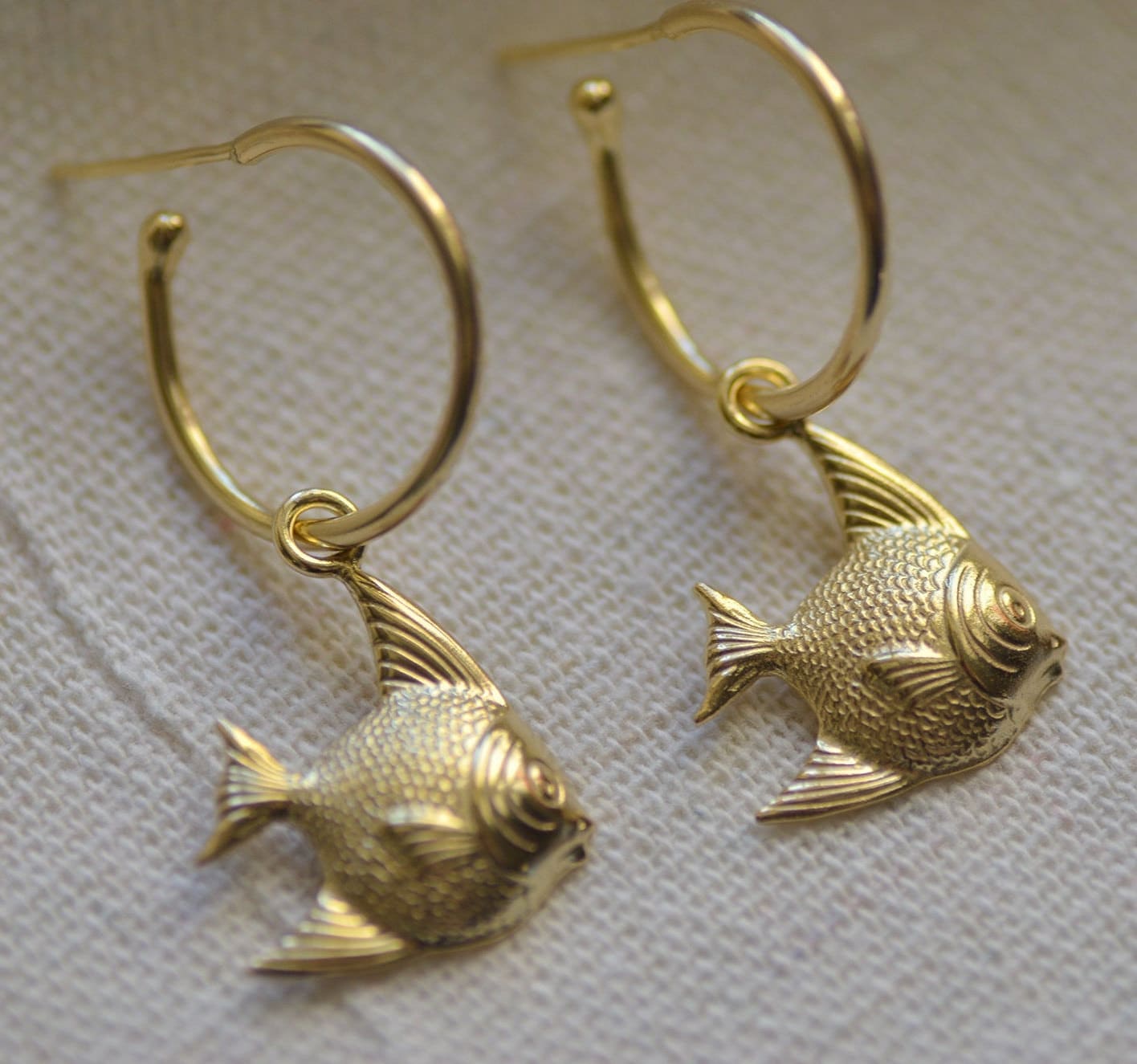 Fish Hoop Earrings Dangle Earrings Simple Everyday Earrings Etsy
