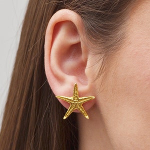 Starfish Earrings, Sea Shell Star Earrings, Summer Statement Earrings, Beach Finds, Wedding Bridesmaid Earrings, Best Summer Gift, Best Gift Gold Vermeil Silver