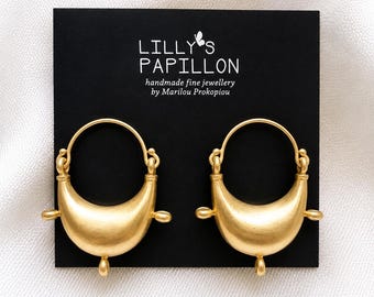 Byzantine Style Earrings, Ancient Greek Earrings, Gold Vermeil Silver Earrings, Wedding Earrings, Unique Jewelry, Gift for Women