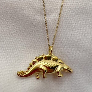 Dinosaur Charm Necklace, Dinosaur Jewelry, Dino Pendant, Dino Lover Gift, Stegosaurus Necklace, Kids Christmas Gift Idea, Dinosaur Love Gift