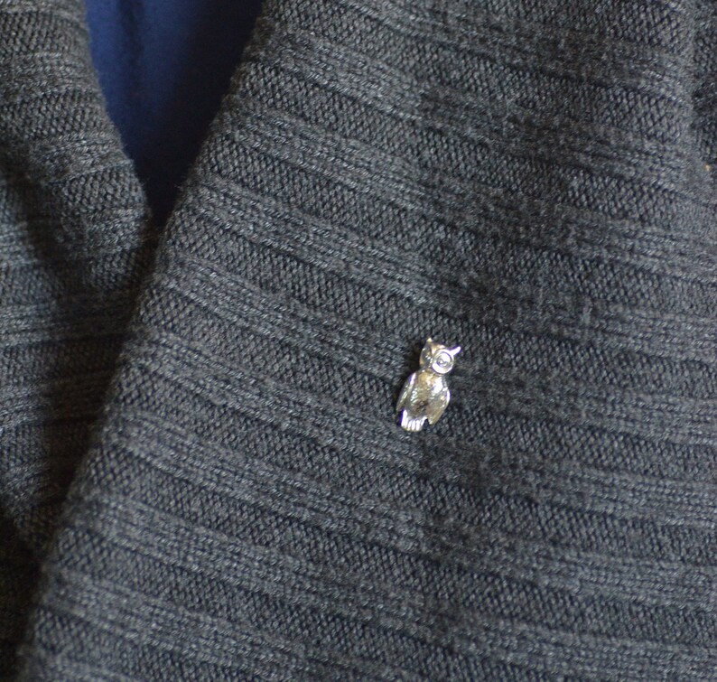 Owl Silver Brooch Lapel Pin Tie Tack Pin Barn Owl Jewlry Etsy