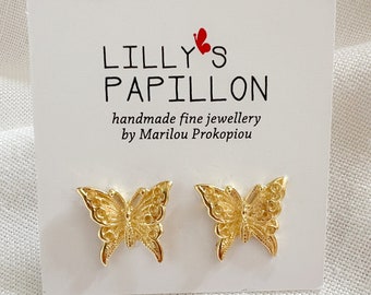 Gold Butterfly Earrings, Butterfly Jewelry, Animal Minimal Earrings, Birthday Gift Spring Jewelry, Mothers Day Gift Idea, Symbolic Earrings