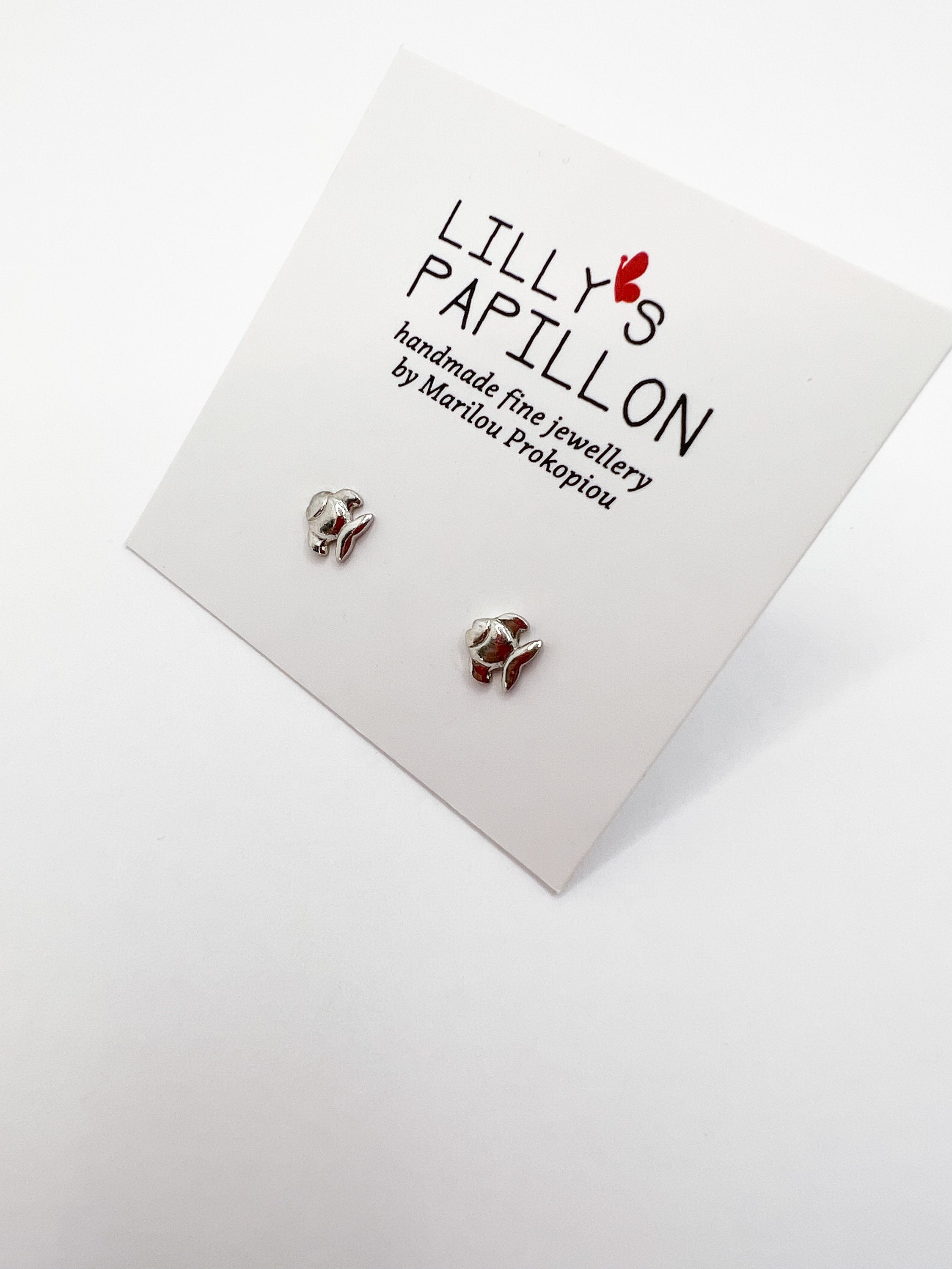 Papillon Dog Black & White Flat Acrylic Silver Hook Earrings Jewelry